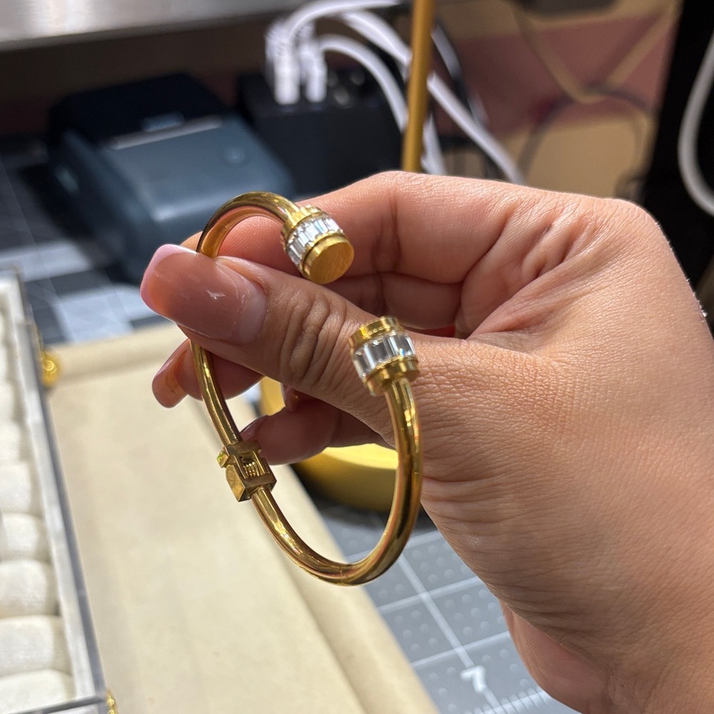 Elegant Gold and Silver Bangle Bracelet